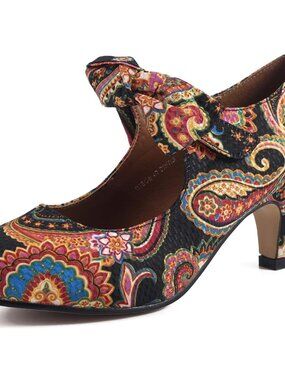 Women's Bow Mary Jane Kitten Heel Pumps Dress Shoes